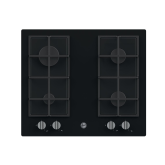 Hoover HVG6K3B 60cm Black Gas Hob with 4 Burners