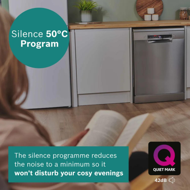 Bosch SMS4EKI06G Brushed Steel Dishwasher with Anti-Fingerprint Finish