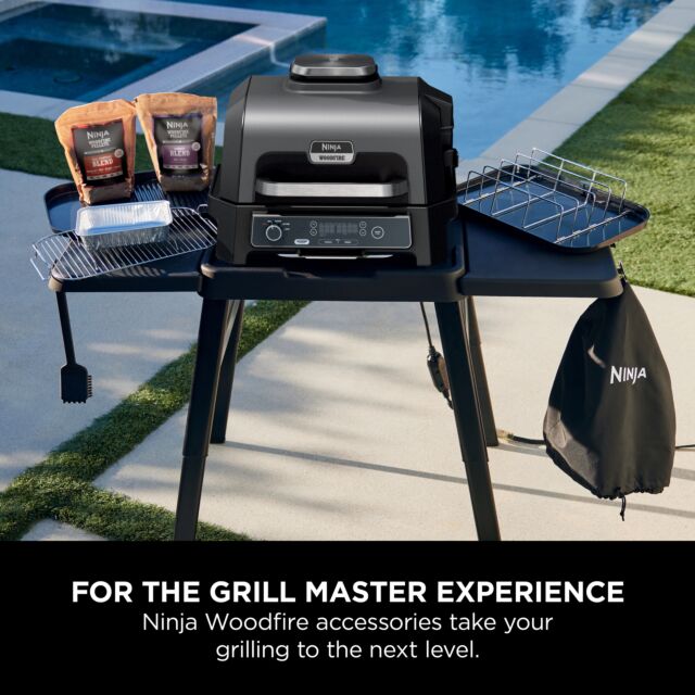 Ninja XSKOGXLGGCMEU Woodfire XL Electric BBQ Grill & Flat Plate - Black