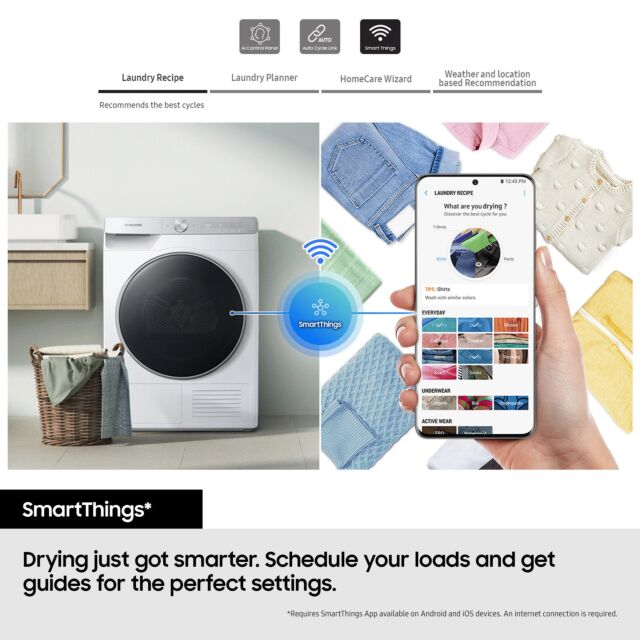 Samsung DV90CGC0A0ABEU 9kg Heat Pump Tumble Dryer - Black