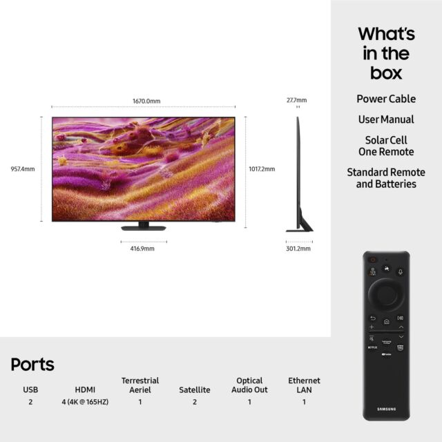 Samsung QE75QN90FATXXU 75inch 4K Neo QLED 4K Glare Free Smart TV